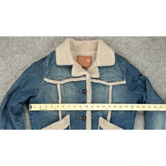 Guess Women's 1970's Vtg Sherpa Lined Full Button Denim Jacket Size Medium - Picture 12 of 14